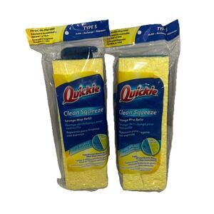 2 Quickie Clean Squeeze Sponge Mop Refill Type S Fits Mop #045 New See Descript.